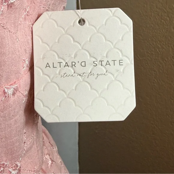 Alter’d State NWT Brittany Eyelet Tiered Mini Dress Sz L Pink - Picture 6 of 15